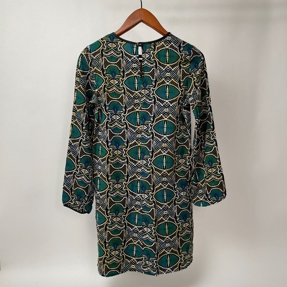 African Inspired Peacock Print Tunic Wool Blend Made In Italy, Size S - Picture 5 of 11